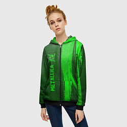 Толстовка на молнии женская Metallica - green gradient по-вертикали, цвет: 3D-черный — фото 2