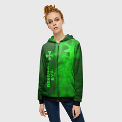 Толстовка на молнии женская Resident Evil - green gradient по-вертикали, цвет: 3D-черный — фото 2