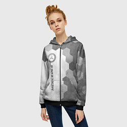 Толстовка на молнии женская Mercedes - white gradient по-вертикали, цвет: 3D-черный — фото 2