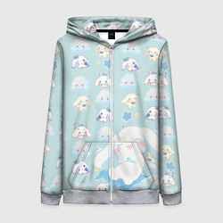 Толстовка на молнии женская Нежные зайки, цвет: 3D-меланж