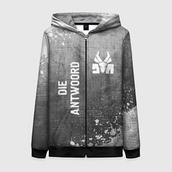 Толстовка на молнии женская Die Antwoord - grey gradient вертикально, цвет: 3D-черный