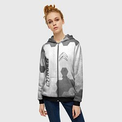 Толстовка на молнии женская Citroen - white gradient вертикально, цвет: 3D-черный — фото 2