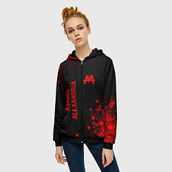 Толстовка на молнии женская Asking Alexandria - red gradient вертикально, цвет: 3D-черный — фото 2