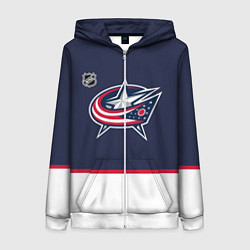 Толстовка на молнии женская Коламбус Блю Джекетс хоккей, цвет: 3D-белый