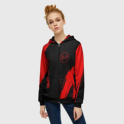 Толстовка на молнии женская Twenty One Pilots - red gradient вертикально, цвет: 3D-черный — фото 2