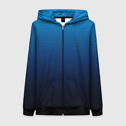 Женская толстовка на молнии Из голубого в чёрный градиент с точками