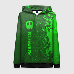 Толстовка на молнии женская Babymetal - green gradient по-вертикали, цвет: 3D-черный