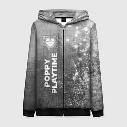 Толстовка на молнии женская Poppy Playtime - grey gradient по-вертикали, цвет: 3D-черный
