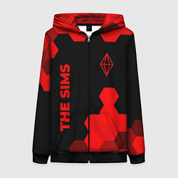 Толстовка на молнии женская The Sims - red gradient вертикально, цвет: 3D-черный