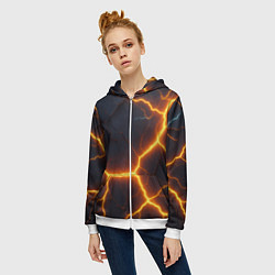 Толстовка на молнии женская Молнии и черные объемные плиты, цвет: 3D-белый — фото 2