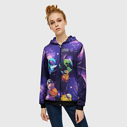 Толстовка на молнии женская Among Us космос, цвет: 3D-черный — фото 2