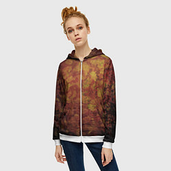 Толстовка на молнии женская Абстракция - desert camouflage, цвет: 3D-белый — фото 2