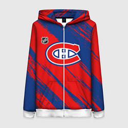 Толстовка на молнии женская Монреаль Канадиенс - брызги, цвет: 3D-белый