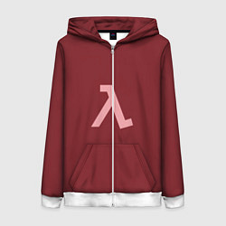 Толстовка на молнии женская Half-Life Бордовый, цвет: 3D-белый
