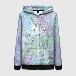 Женская толстовка на молнии Скетч японские дорамы