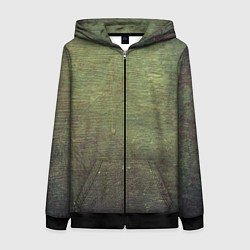 Толстовка на молнии женская Абстракция - old board painted with green paint, цвет: 3D-черный