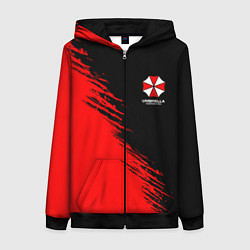 Женская толстовка на молнии Umbrella Corp - red and black