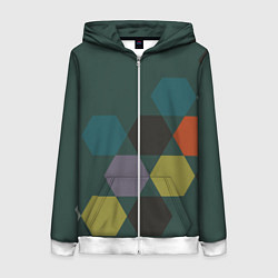 Женская толстовка на молнии Кластер зеленая ночь