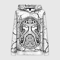 Толстовка на молнии женская Суровый бог древних воинов, цвет: 3D-белый