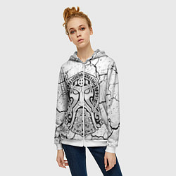 Толстовка на молнии женская Суровый бог древних воинов, цвет: 3D-белый — фото 2