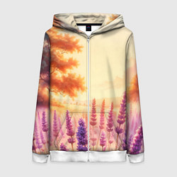 Толстовка на молнии женская Поле цветочное, цвет: 3D-белый