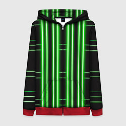 Толстовка на молнии женская Neon green, цвет: 3D-красный