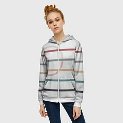 Толстовка на молнии женская Stripes and circle, цвет: 3D-белый — фото 2