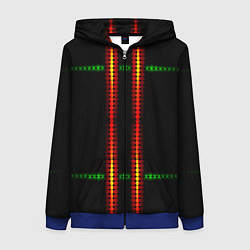 Толстовка на молнии женская Neon black green circles, цвет: 3D-синий