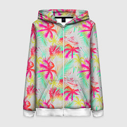 Женская толстовка на молнии Palm yellow pink