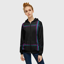 Толстовка на молнии женская Neon pink light blue, цвет: 3D-черный — фото 2