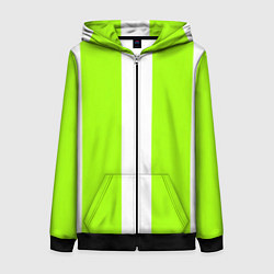 Толстовка на молнии женская Color light green white stripes, цвет: 3D-черный