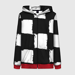 Женская толстовка на молнии Черные квадраты в виде шахматной доски