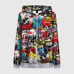 Толстовка на молнии женская Граффити коллаж, цвет: 3D-меланж