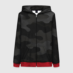 Женская толстовка на молнии Черно-серая текстура камуфляжа