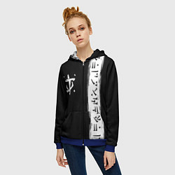 Толстовка на молнии женская Doom символы марса, цвет: 3D-синий — фото 2