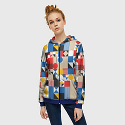 Толстовка на молнии женская Геометрический балаган, цвет: 3D-синий — фото 2