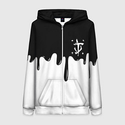 Толстовка на молнии женская Doom logo жидкие краски, цвет: 3D-белый