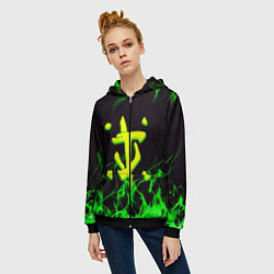 Толстовка на молнии женская Doom кислотное лого, цвет: 3D-черный — фото 2