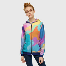 Толстовка на молнии женская Разноцветные красивые облака, цвет: 3D-синий — фото 2