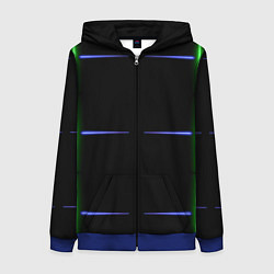 Женская толстовка на молнии Color black green purple stripes