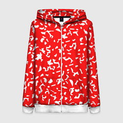 Толстовка на молнии женская Красный яркий камуфляж, цвет: 3D-белый