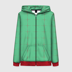 Толстовка на молнии женская Color green stripes, цвет: 3D-красный