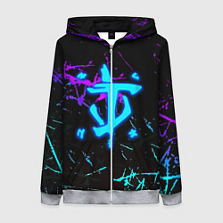 Толстовка на молнии женская Doom неоновые штрихи, цвет: 3D-меланж