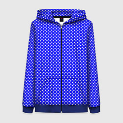 Толстовка на молнии женская Синий в мелкий квадратик паттерн, цвет: 3D-синий