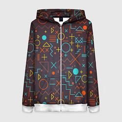 Толстовка на молнии женская Different shapes of geometry, цвет: 3D-белый