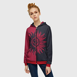 Толстовка на молнии женская Солнце красно-синее, цвет: 3D-красный — фото 2