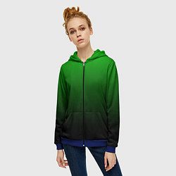 Толстовка на молнии женская Green gradient, цвет: 3D-синий — фото 2