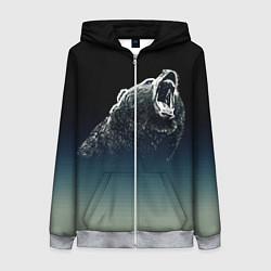 Толстовка на молнии женская Бурый в гневе - градиент, цвет: 3D-меланж