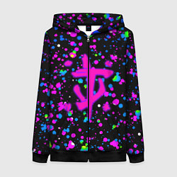 Толстовка на молнии женская Doom цветные краски, цвет: 3D-черный