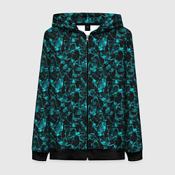 Толстовка на молнии женская Голубой с черным абстрактный узор, цвет: 3D-черный